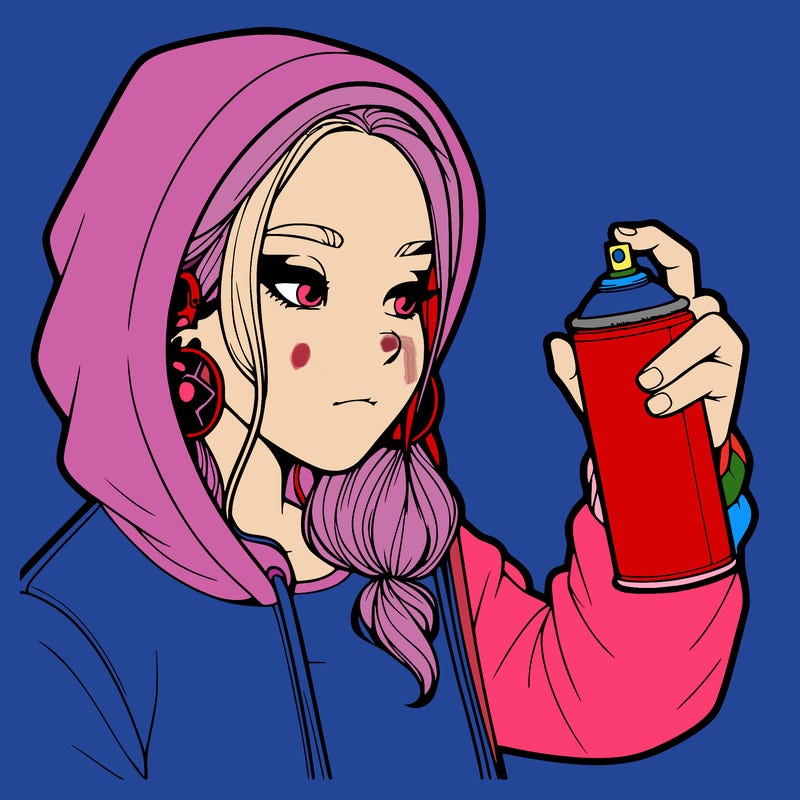 a realistic girl, spray painting