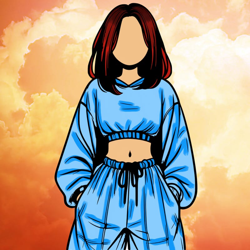 realistic girl faceless with baggy pants and a crop top