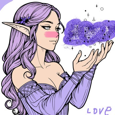 realistic elf girl doing magic