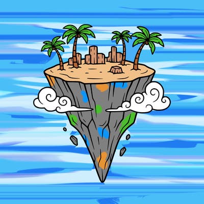 a floating i island 🏝  with a pointy bottom