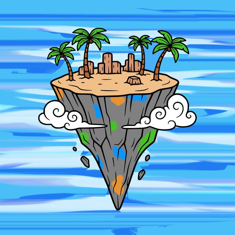 a floating i island 🏝  with a pointy bottom
