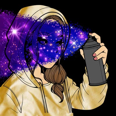 a realistic girl, spray painting