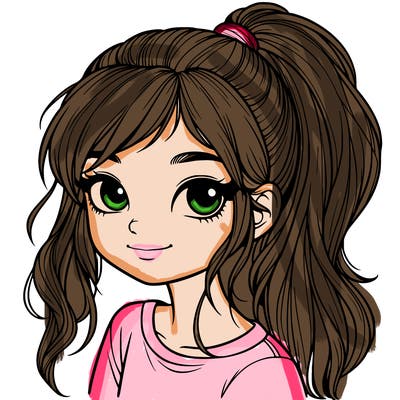 realistic girl with ponytail