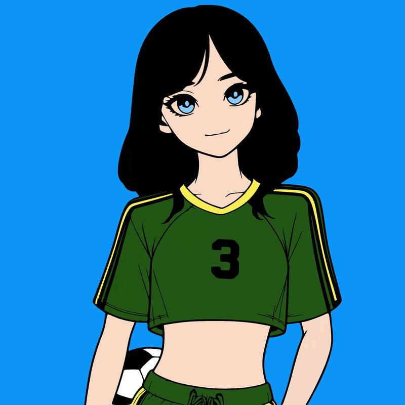 realistic girl wearing soccer jersey