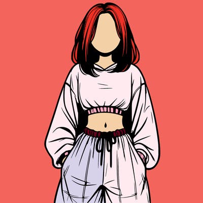 realistic girl faceless with baggy pants and a crop top