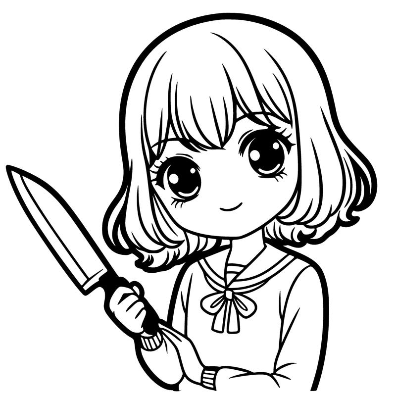 a girl with a knife