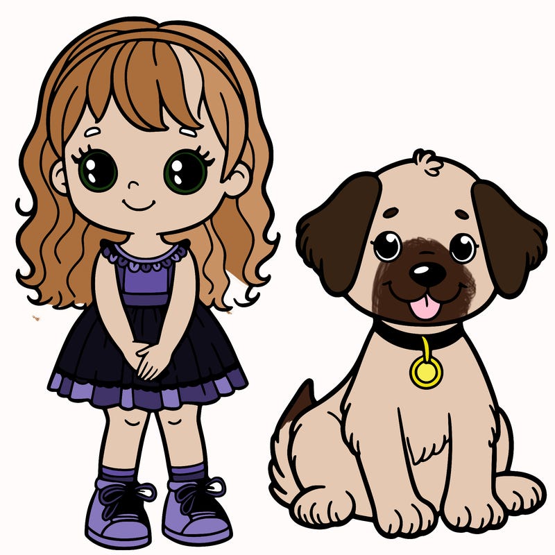 girl and dog