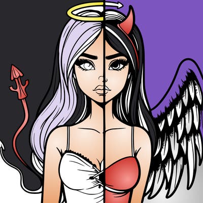 devil vs angel realistic girl