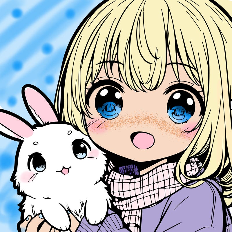 manga girl with her bunny