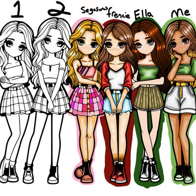 a group of girls realistic