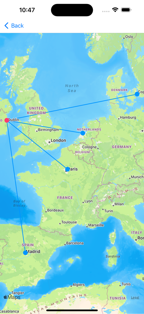 MyFlight.life - Interactive flight path map of Europe in the MyFlight.life app