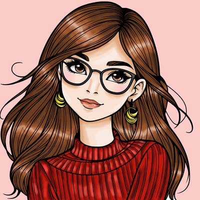 realistic girl with glasses