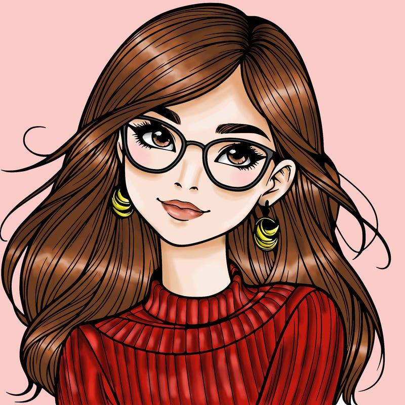 realistic girl with glasses