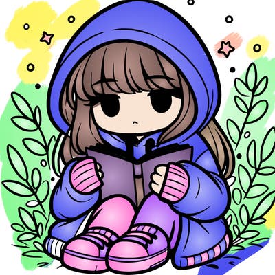 girl in oversized hoodie reading a book