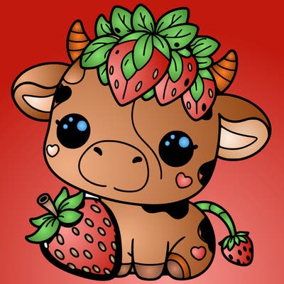 cute strawberry cow