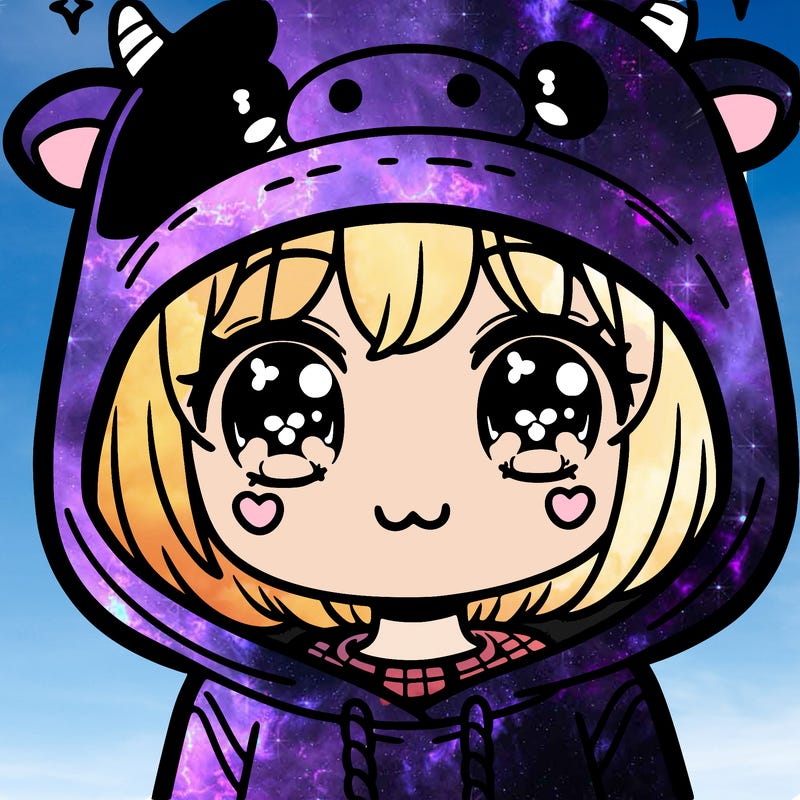 kawaii girl with cow hoodie