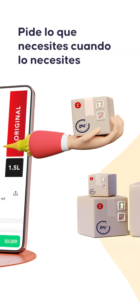 Chiper app interface showing 24-hour delivery service for small business inventory