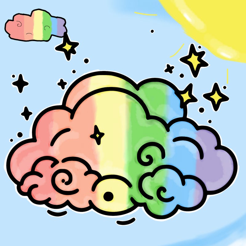 pink starry cloud sky