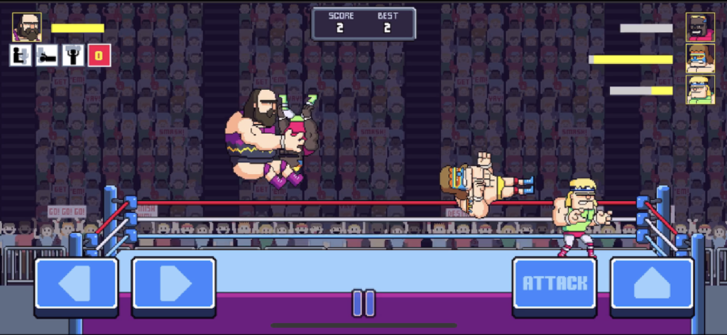 Rowdy City Wrestling - Retro pixel art wrestling match in Rowdy City Wrestling