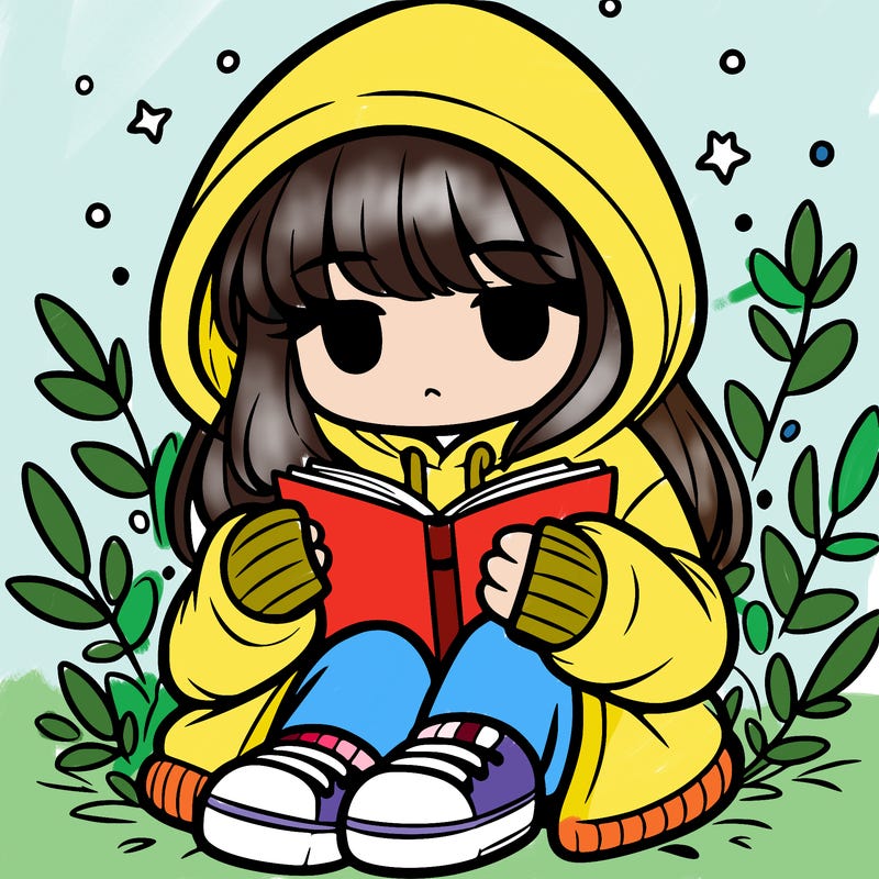 girl in oversized hoodie reading a book