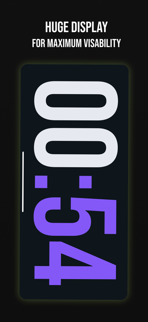 Workout Timer by KBMH - Display digitale di grandi dimensioni per la massima visibilità sullo schermo dell'app Workout Timer by KBMH