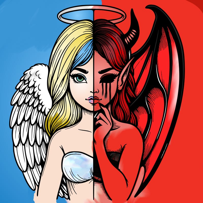 realistic angel half demon