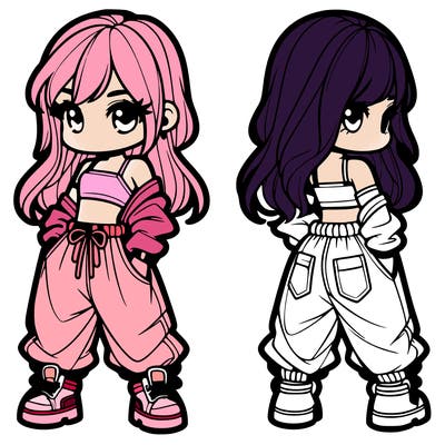 girl in crop top and baggy pants