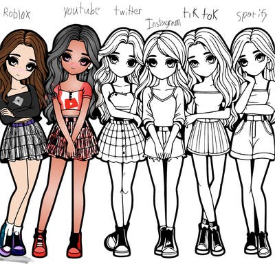 a group of girls realistic
