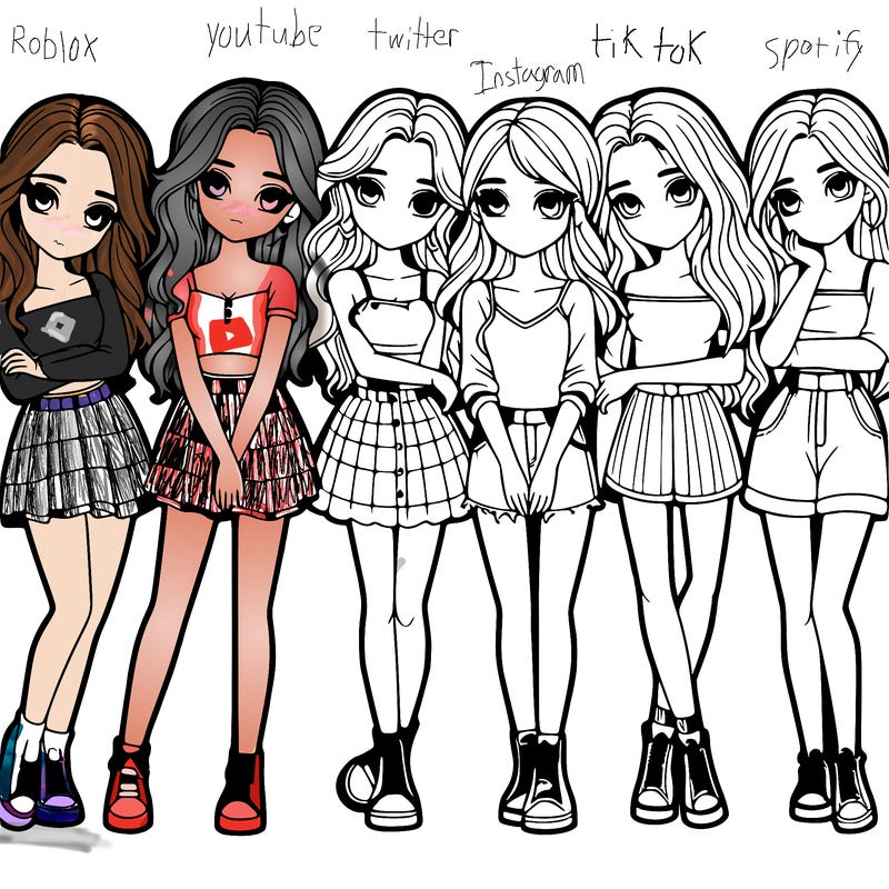 a group of girls realistic