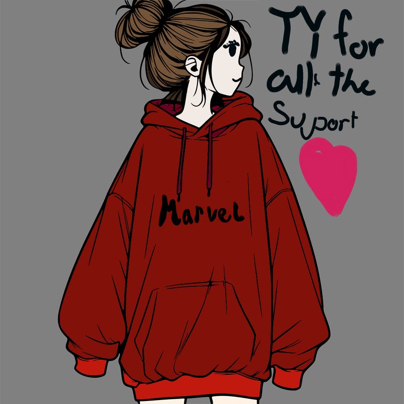 realistic girl with a oversized sweatshirt on and a bun