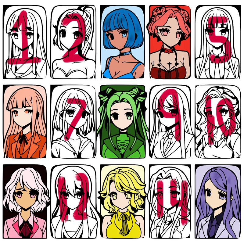 girls that look diffrent anime