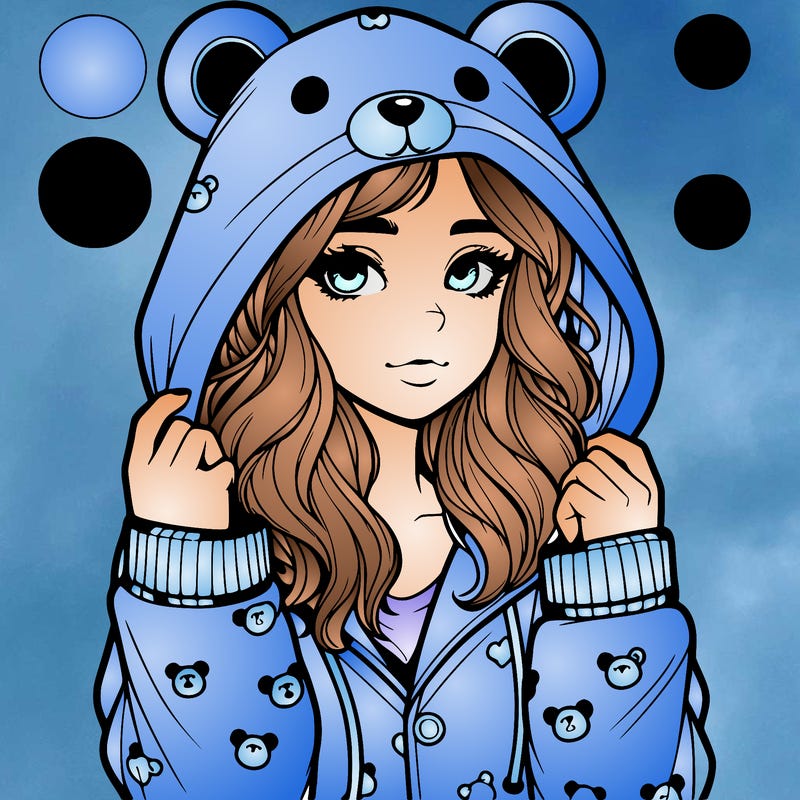 realistic girl in a animal pjs hoodie