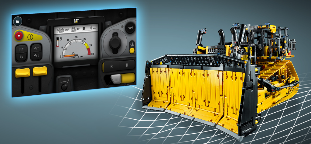LEGO® TECHNIC® CONTROL+ - Interfaz de la aplicación LEGO Technic Control que muestra los controles remotos de un bulldozer CAT