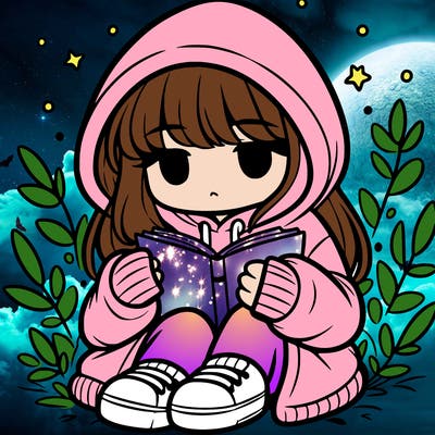 girl in oversized hoodie reading a book
