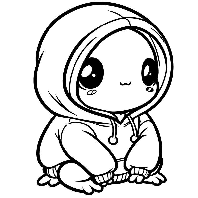 frog girl with oversize hoodie