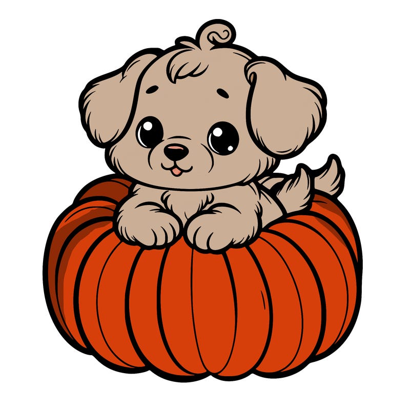 cute little puppy in a pumpkin