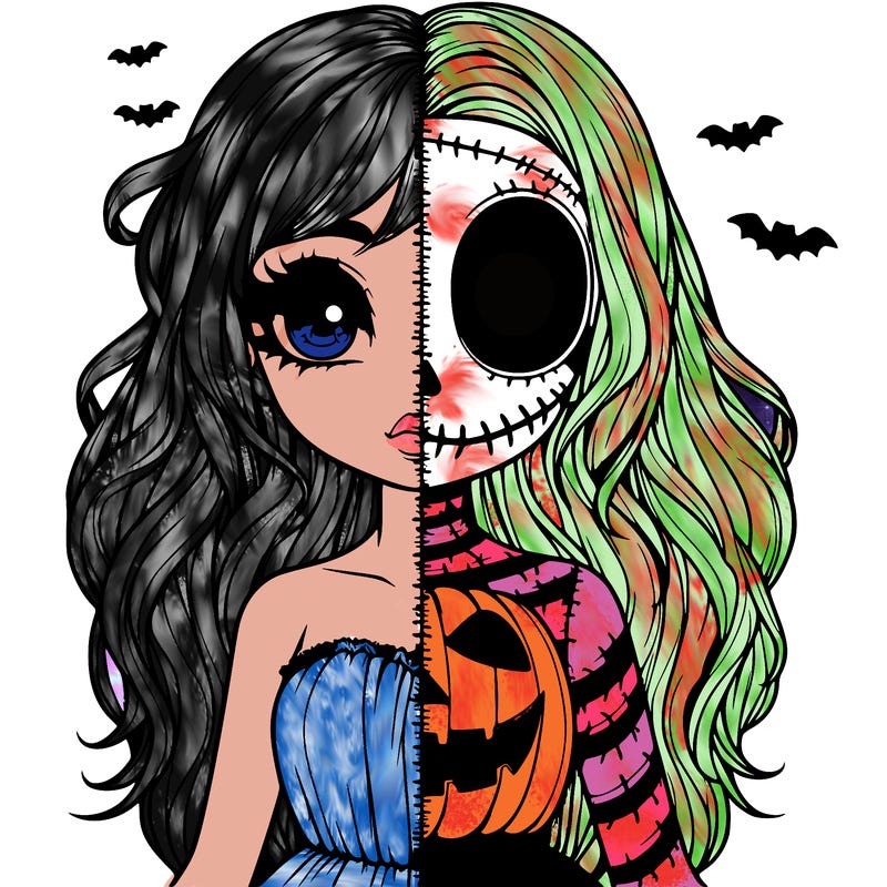 realistic girl halloween split