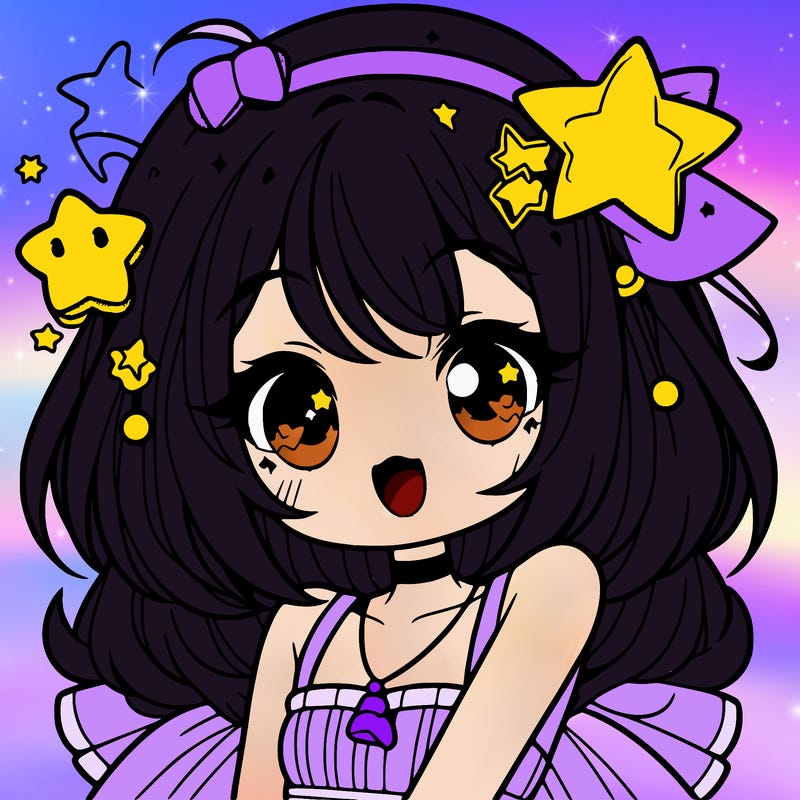 cute anime girl with star accessories