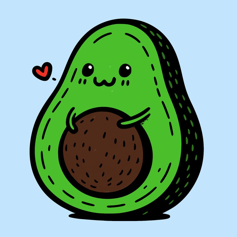 an avocado hugging an avocado