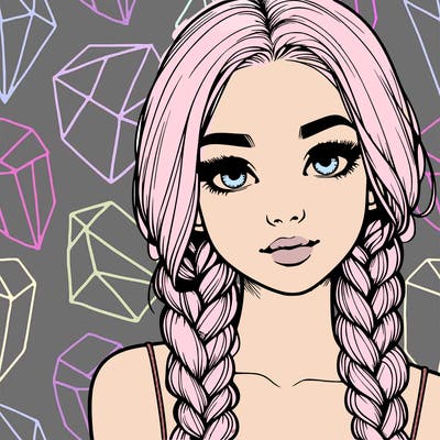 realistic girl with braids