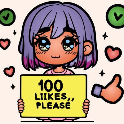 a girl with a sign saying 100 likes, please