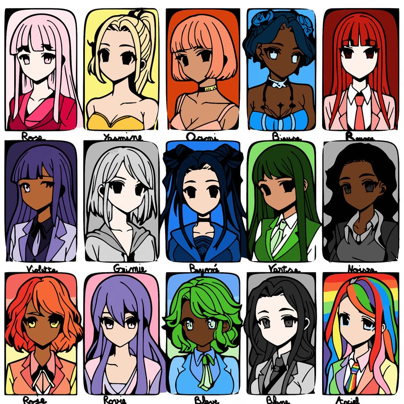 girls that look diffrent anime