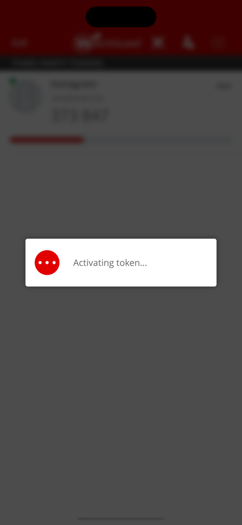 WatchGuard AuthPoint app screen displaying a token activation status message.