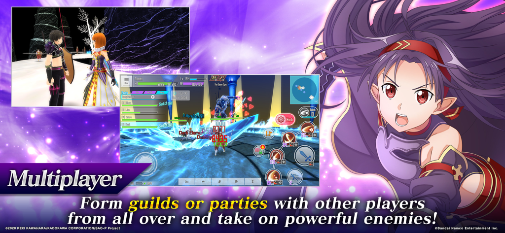 Multiplayer combat and guild formation in Sword Art Online Integral Factor