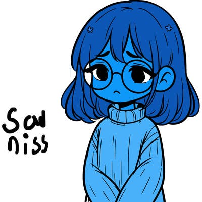 sad girl with glasses in a sweater