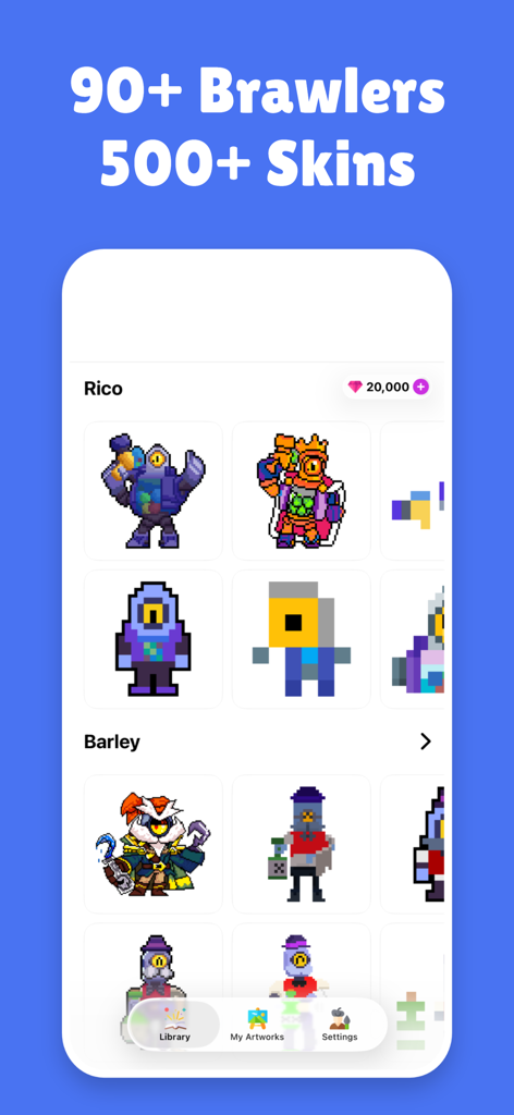 PixBrawl for Brawl Stars - Library of Brawl Stars character skins in pixel art format
