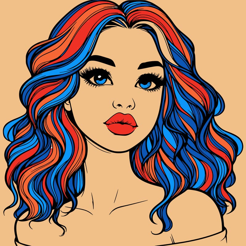 realistic girl with wavy hair and lips