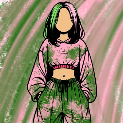 realistic girl faceless with baggy pants and a crop top
