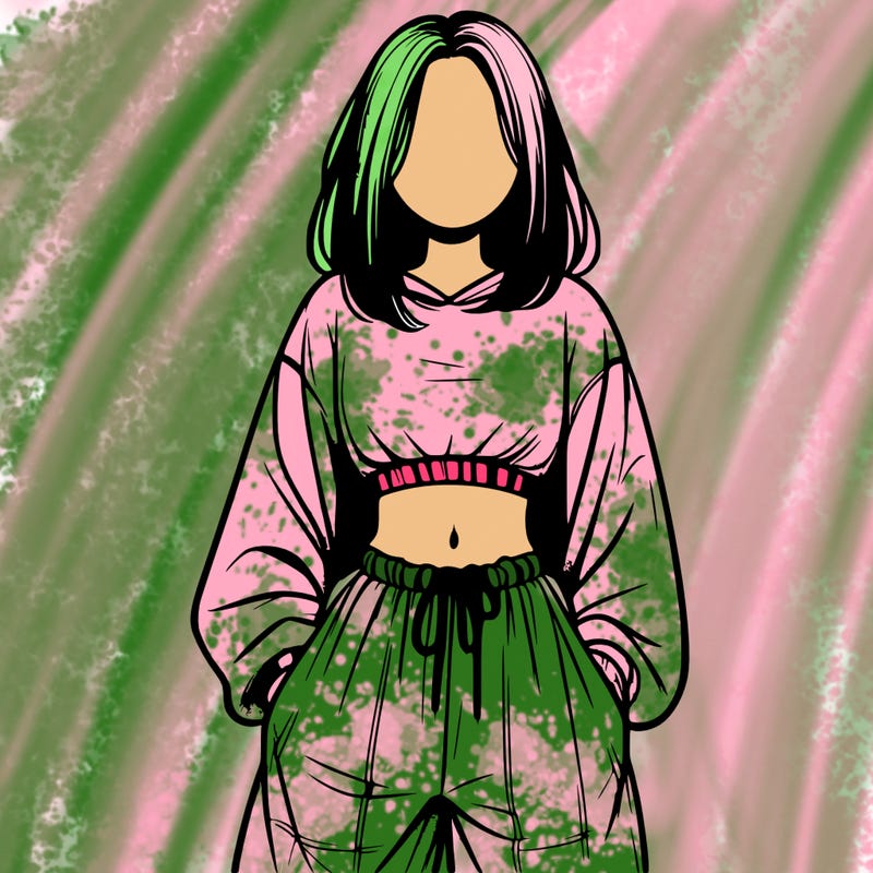 realistic girl faceless with baggy pants and a crop top