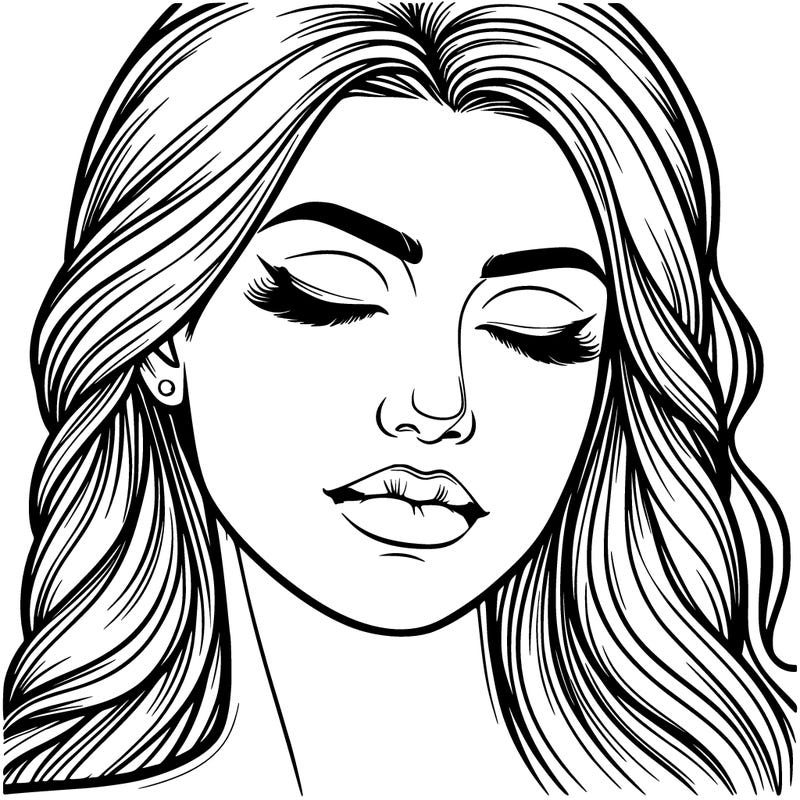 realistic woman with eyes closed